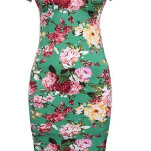 Hotouch Womens Bodycon Dress Floral Mini Pencil Sl